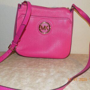 Michael Kors Pebbled Pink Leather Long Strap Bag